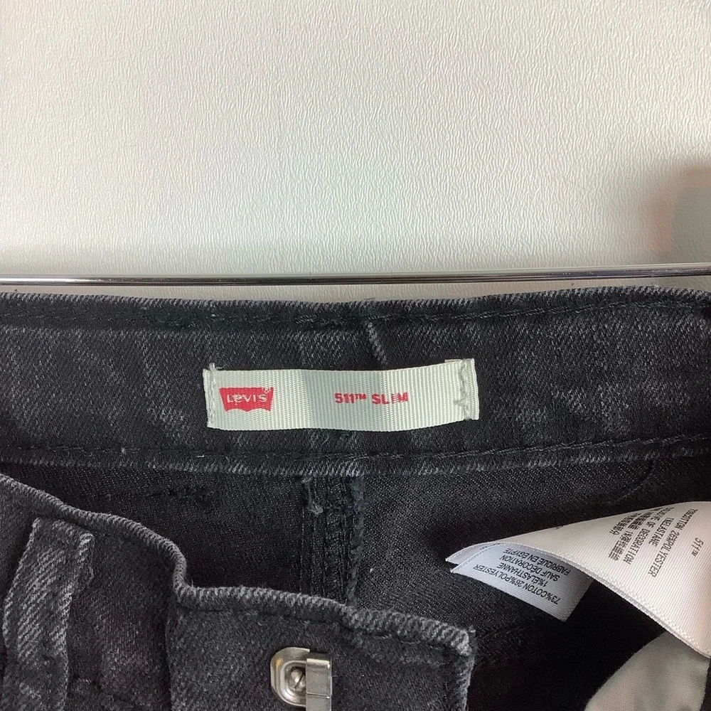 Levi’s 511 Slim Black Wash Straight Leg Denim Jeans Boys Size 7 Regular - Picture 8 of 10
